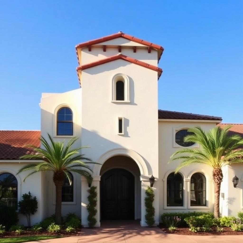 Spanish-style San Diego home with fresh Santa Barbara smooth stucco
